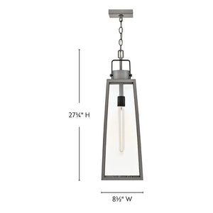 Xara 8" One Light Large Hanging Lantern, Antique Brushed Aluminum
