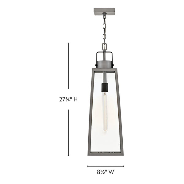 Xara 8" One Light Large Hanging Lantern, Antique Brushed Aluminum