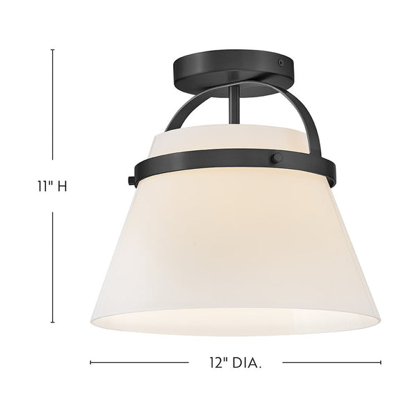 Elra 12" One Light Medium Semi-Flush Mount, Black