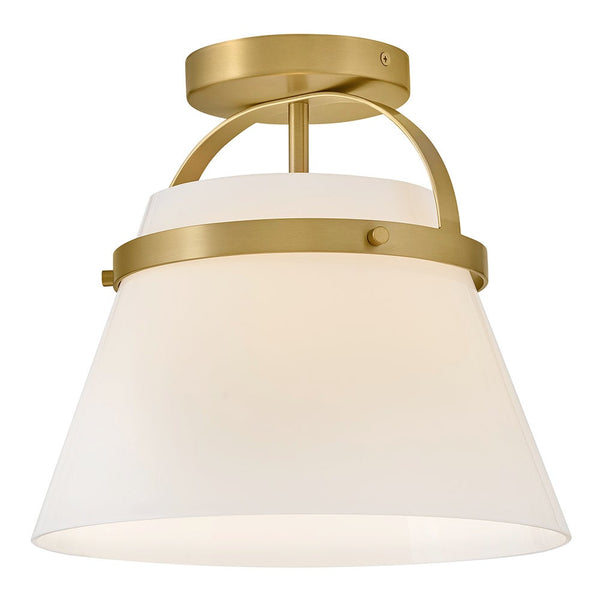 Elra 12" One Light Medium Semi-Flush Mount, Lacquered Brass