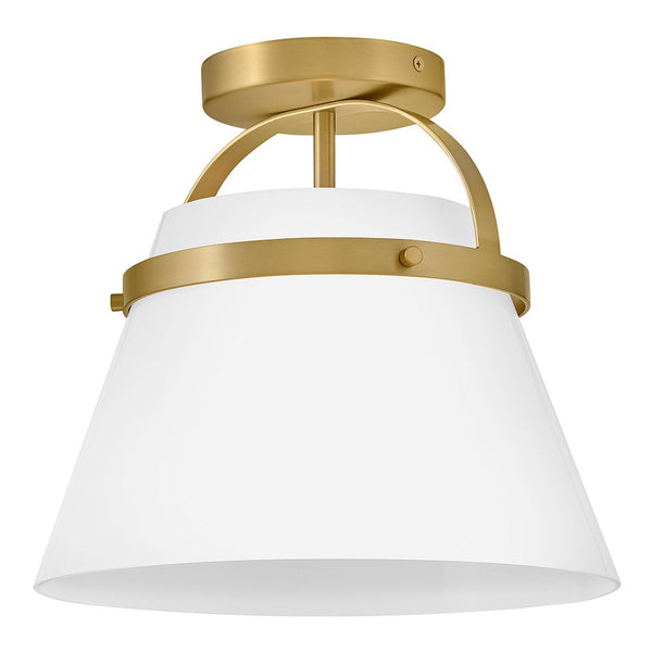 Elra 12" One Light Medium Semi-Flush Mount, Lacquered Brass