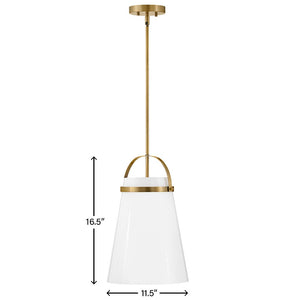 Elra 11" Small Single Light Pendant, Lacquered Brass