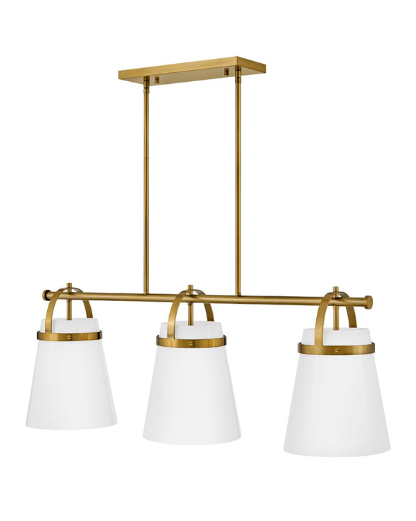 Elra 38" One Light Large Linear Chandelier, Lacquered Brass