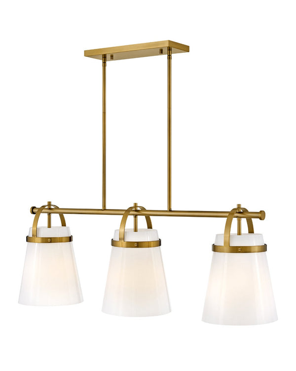Elra 38" One Light Large Linear Chandelier, Lacquered Brass