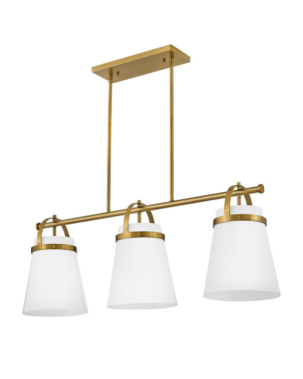 Elra 38" One Light Large Linear Chandelier, Lacquered Brass