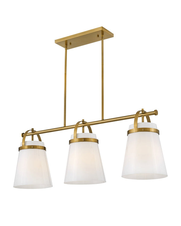 Elra 38" One Light Large Linear Chandelier, Lacquered Brass