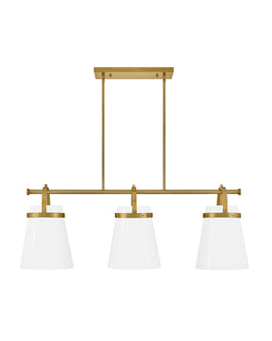 Elra 38" One Light Large Linear Chandelier, Lacquered Brass