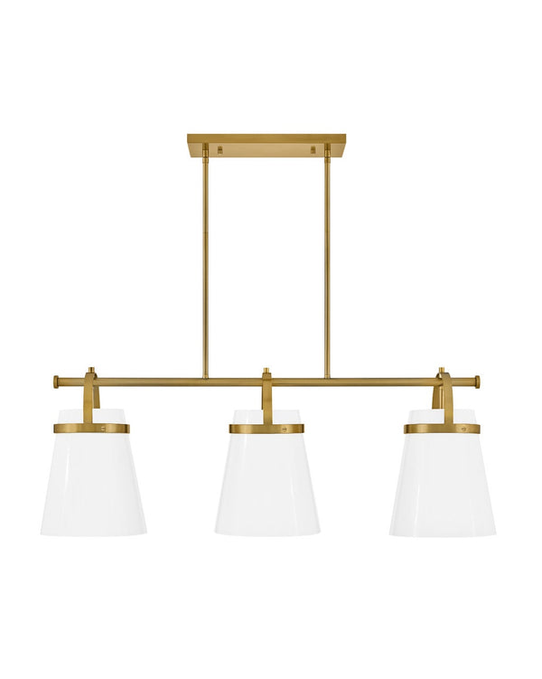 Elra 38" One Light Large Linear Chandelier, Lacquered Brass