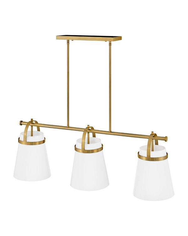 Elra 38" One Light Large Linear Chandelier, Lacquered Brass