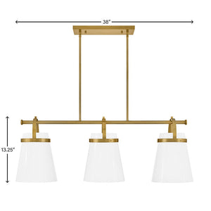 Elra 38" One Light Large Linear Chandelier, Lacquered Brass