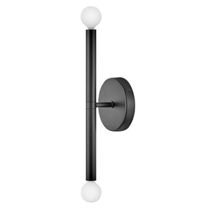Vara 5" Two Lights Medium Tall Sconce, Black