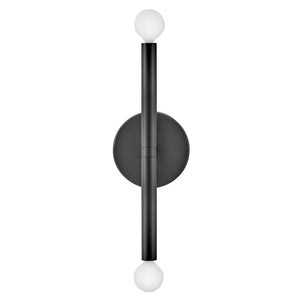 Vara 5" Two Lights Medium Tall Sconce, Black