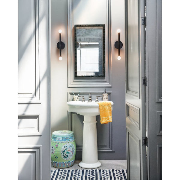 Vara 5" Two Lights Medium Tall Sconce, Black