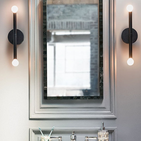 Vara 5" Two Lights Medium Tall Sconce, Black