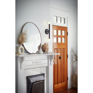 Vara 5" Two Lights Medium Tall Sconce, Black