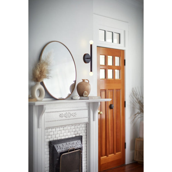 Vara 5" Two Lights Medium Tall Sconce, Black