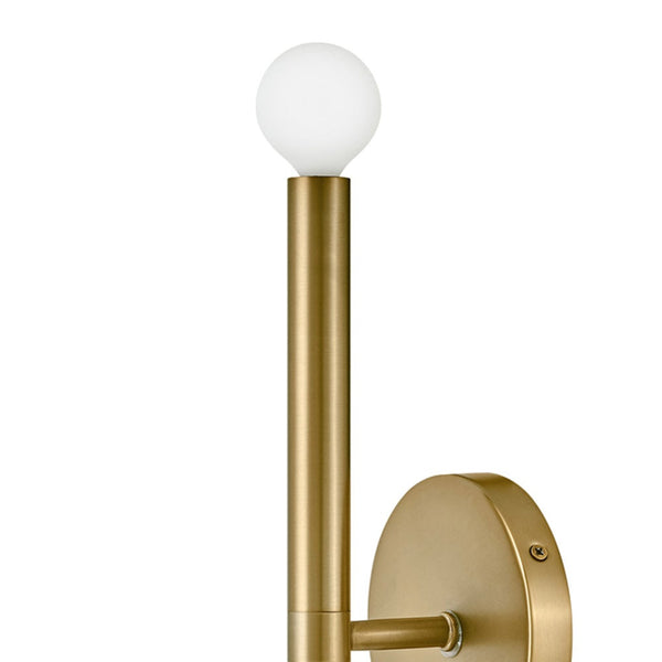 Vara 5" Two Lights Medium Tall Sconce, Lacquered Brass
