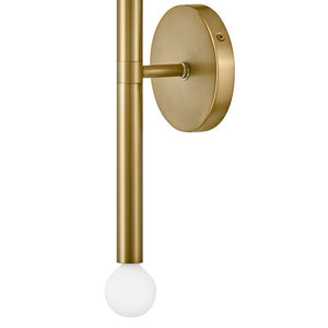 Vara 5" Two Lights Medium Tall Sconce, Lacquered Brass