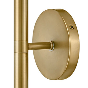 Vara 5" Two Lights Medium Tall Sconce, Lacquered Brass