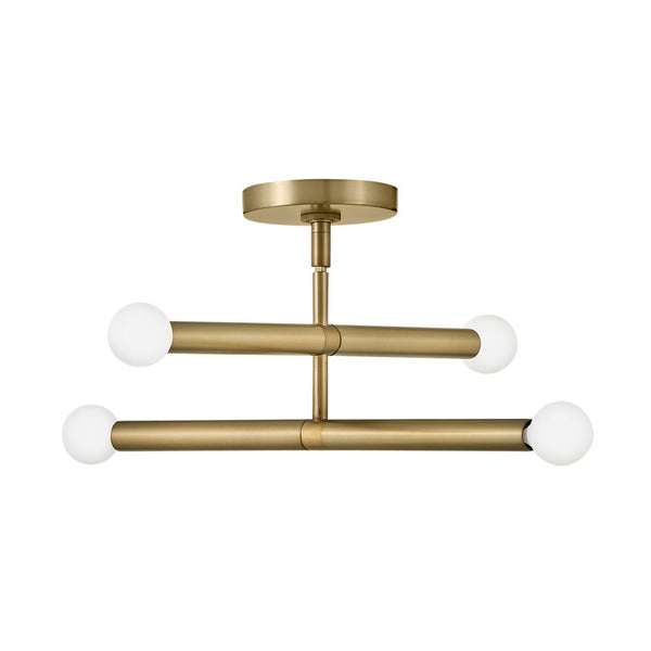 Vara 16" Four Lights Medium Convertible Pendant, Lacquered Brass