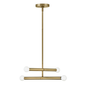 Vara 16" Four Lights Medium Convertible Pendant, Lacquered Brass