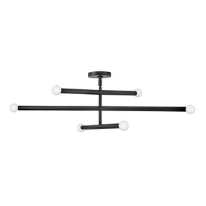 Vara 36" Six Lights Medium Convertible Mobile Multi Tier Chandelier, Black