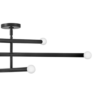 Vara 36" Six Lights Medium Convertible Mobile Multi Tier Chandelier, Black