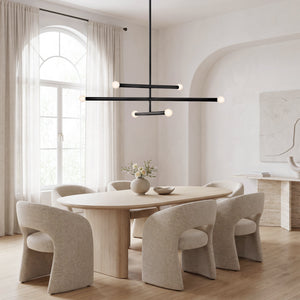 Vara 36" Six Lights Medium Convertible Mobile Multi Tier Chandelier, Black