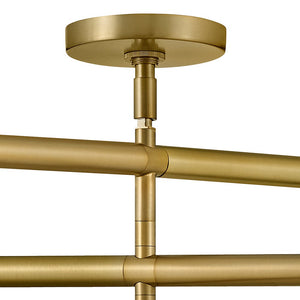 Vara 36" Six Lights Medium Convertible Mobile Multi Tier Chandelier, Lacquered Brass