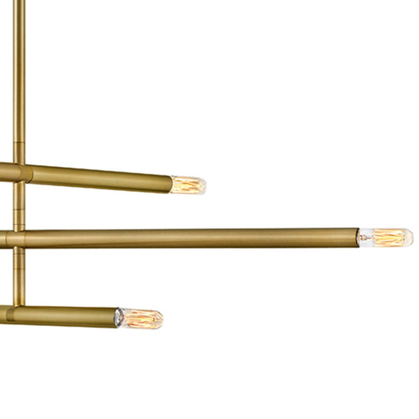 Vara 36" Six Lights Medium Convertible Mobile Multi Tier Chandelier, Lacquered Brass
