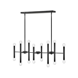 Vara 39" Sixteen Lights Large Linear Chandelier, Black