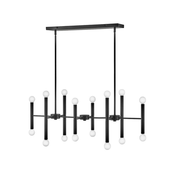 Vara 39" Sixteen Lights Large Linear Chandelier, Black