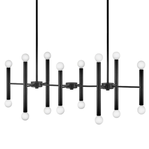 Vara 39" Sixteen Lights Large Linear Chandelier, Black
