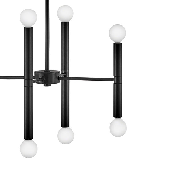 Vara 39" Sixteen Lights Large Linear Chandelier, Black