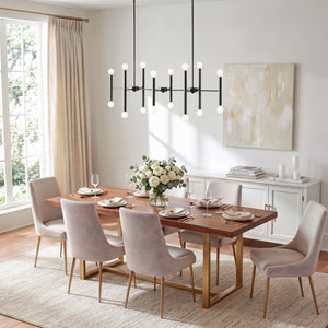 Vara 39" Sixteen Lights Large Linear Chandelier, Black