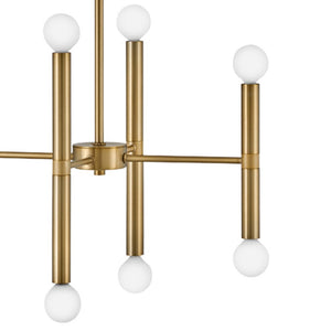 Vara 39" Sixteen Lights Large Linear Chandelier, Lacquered Brass