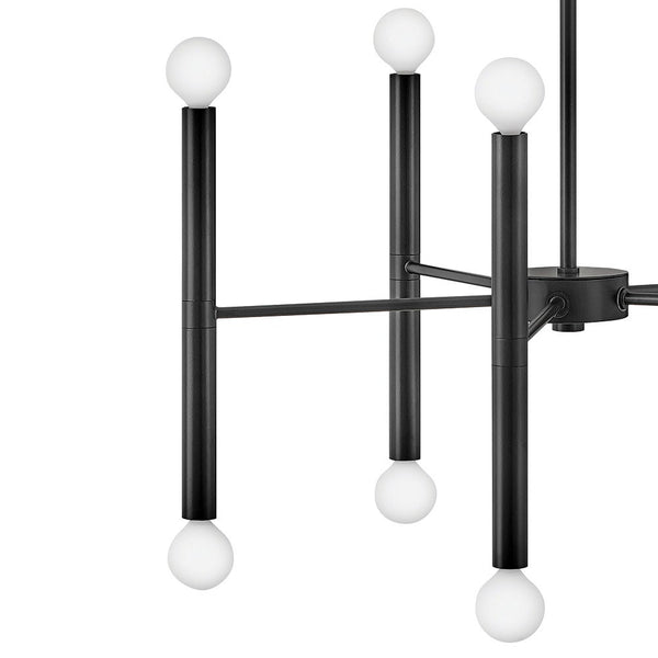 Vara 24" Ten Lights Medium Multi Tier Convertible Chandelier, Black