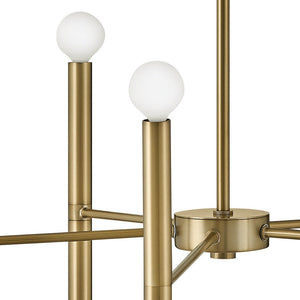 Vara 24" Ten Lights Medium Multi Tier Convertible Chandelier, Lacquered Brass