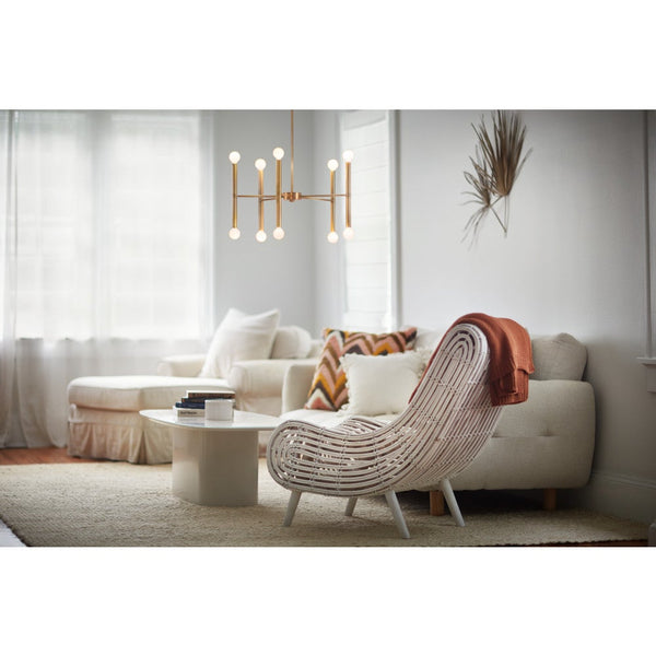 Vara 24" Ten Lights Medium Multi Tier Convertible Chandelier, Lacquered Brass