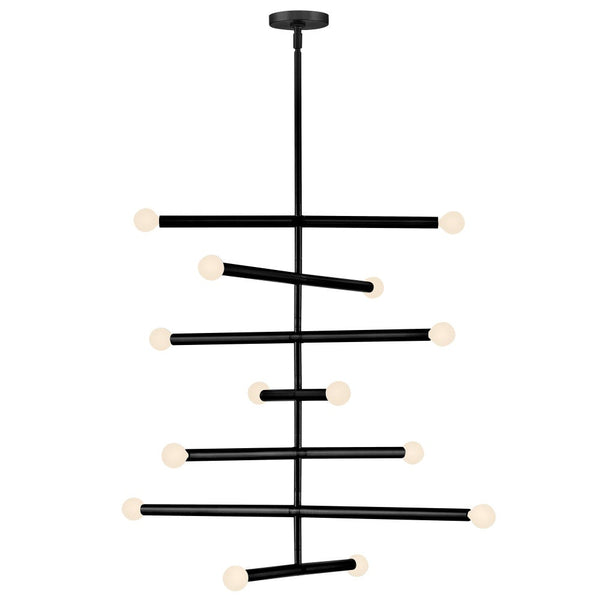 Vara 31" Fourteen Lights Large Multi Tier, Black