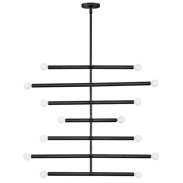 Vara 31" Fourteen Lights Large Multi Tier, Black