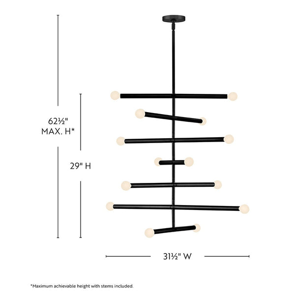 Vara 31" Fourteen Lights Large Multi Tier, Black