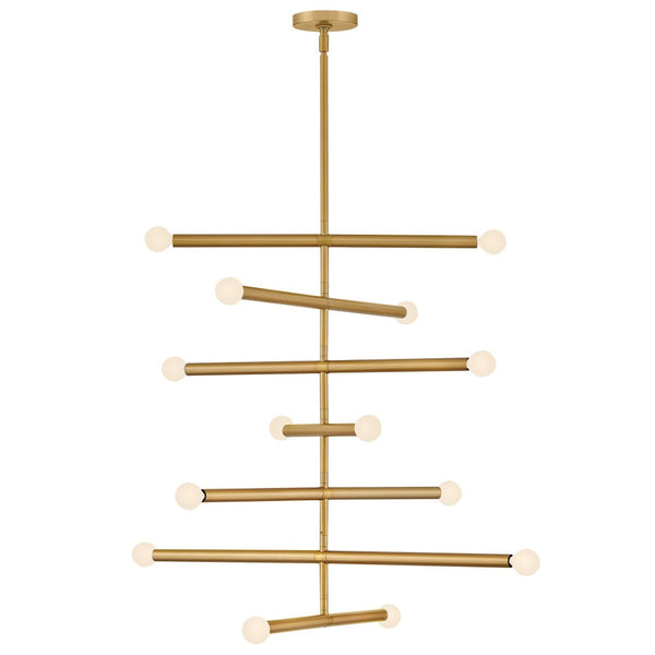 Vara 31" Fourteen Lights Large Multi Tier, Lacquered Brass