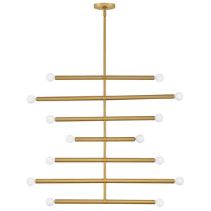 Vara 31" Fourteen Lights Large Multi Tier, Lacquered Brass