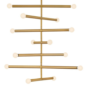 Vara 31" Fourteen Lights Large Multi Tier, Lacquered Brass