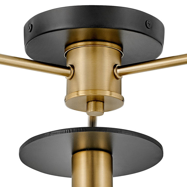 Elan 20" Three Lights Medium Semi-Flush Mount, Lacquered Brass