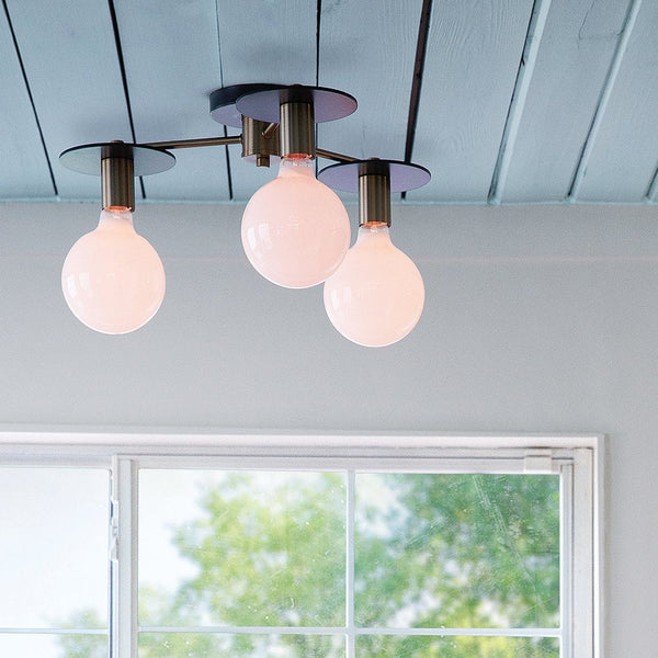 Elan 20" Three Lights Medium Semi-Flush Mount, Lacquered Brass