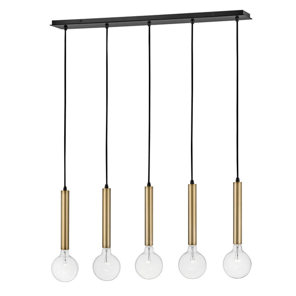 Elan 36" Five Lights Large Linear Chandelier, Lacquered Brass