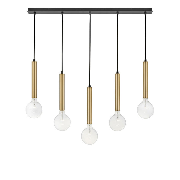 Elan 36" Five Lights Large Linear Chandelier, Lacquered Brass