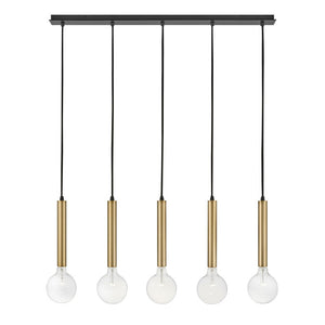 Elan 36" Five Lights Large Linear Chandelier, Lacquered Brass